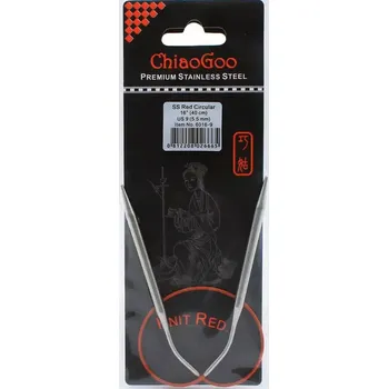 ChiaoGoo Knit Red ergonomické fixní kruhové jehlice 40 Cm 5,5mm (ChiaoGoo SS Knit RED™ Circulars - 16" 40 cm 5,5mm)