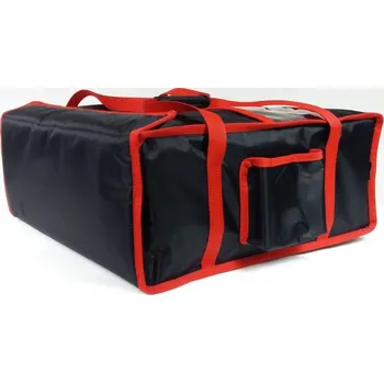 Taška na bowlingovou kouli FURMIS Taška na pizzu na 4 krabice 600x600 mm, z nylonu, černá s červeným lemováním | FURMIS, T4XXL