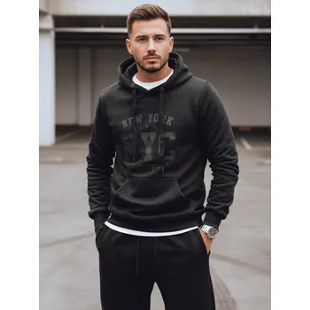 Pánská móda Dstreet Černá pánská mikina s kapucí a nápisem NYC