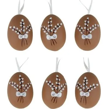 Velikonoční dekorace Vajíčka plastová na zavěšení 6 cm, 6 ks v balení