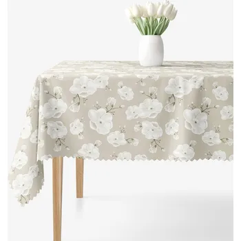 ubrus Hranatý teflonový ubrus - Bílé květy 80 x 80 cm