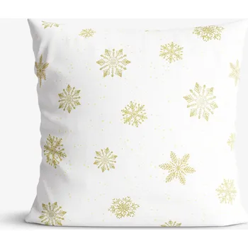 Povlak na polštářek Dekorační povlak na polštář - Zlaté sněhové vločky 45 x 45 cm