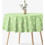 Kulatý teflonový ubrus - Kopretiny na zeleném Ø 160 cm
