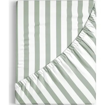 Prostěradlo Bavlněné napínací prostěradlo - Šalvějově zelené proužky 120 x 200 cm