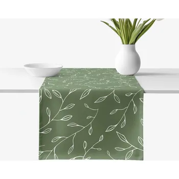 ubrus Běhoun na stůl 100% bavlněné plátno - Čajové lístky 35x160 cm