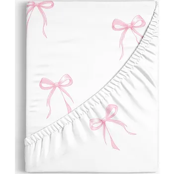 Prostěradlo Dětské bavlněné napínací prostěradlo - Růžové mašličky 80 x 160 cm