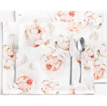 ubrus Prostírání na stůl 100% bavlněné plátno Deluxe - Vůně pivoněk - sada 2ks 30 x 40 cm