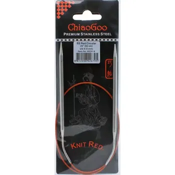 Jehlice ChiaoGoo Knit Red ergonomické fixní kruhové jehlice 60 Cm 5mm (ChiaoGoo SS Knit RED™ Circulars - 24" 60 cm 5mm)