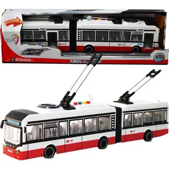 autíčko CITY SERVICE CAR - 1:16 Kloubový trolejbus - červený na setrvačník se zvuky