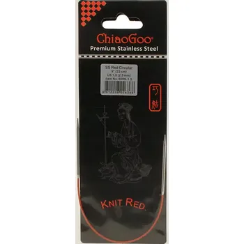 Jehlice ChiaoGoo Knit Red ergonomické fixní kruhové jehlice 23 Cm 2,5mm (ChiaoGoo SS Knit RED™ Circulars - 9" 23 cm 2,5mm)