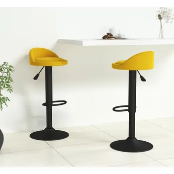 Barová židle vidaXL Marketos Barové stoličky 2 ks žluté samet