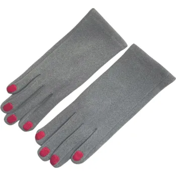 Rukavice Dámské pletené dotykové rukavice univerzální velikost Stylové zimní rukavice s motivem laků na nehty z polyesteru šedá