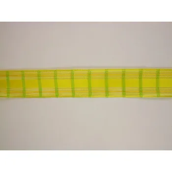 Stuha Kostková stuha s monofilem a drátem, 25mm, žlutá