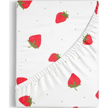 Prostěradlo Bavlněné napínací prostěradlo - Svěží jahody 120 x 200 cm