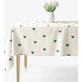 ubrus Hranatý ubrus 100% bavlněné plátno - Srdíčka na slonové kosti 80 x 80 cm