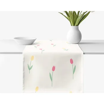 ubrus Běhoun na stůl 100% bavlněné plátno - Tulipány 20x140 cm