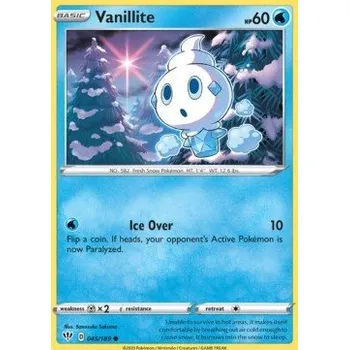 Karetní hra Pokémon DAA 045/189 Vanillite - Darkness Ablaze Stav: Near Mint, Verze: REVERSE HOLO