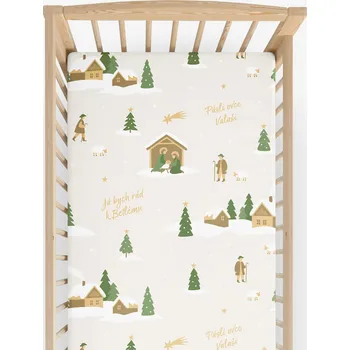 Prostěradlo Vánoční bavlněné napínací prostěradlo do dětské postýlky - Pásli ovce Valaši 60 x 120 cm