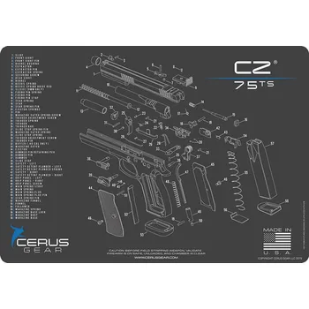 Čištění zbraně Cerus Gear MAT-CZ-75-SCH-GRY - Podložka pro čištění zbraní CZ 75 TS SCHEMATIC CHAR GRAY