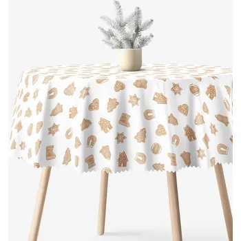 ubrus Vánoční kulatý teflonový ubrus - Perníčky Ø 100 cm