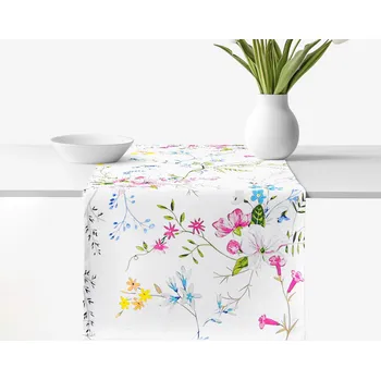 ubrus Běhoun na stůl 100% bavlněné plátno - Malované luční květiny 20x120 cm