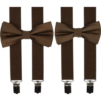 Kšandy Hnědý set kšandy s motýlkem pro tátu a syna