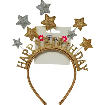 Doplněk pro panenku Čelenka HAPPY BIRTHDAY s hvězdičky