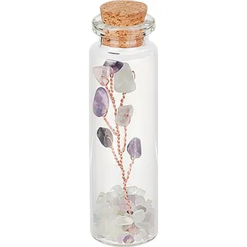 Drahý kámen Magieprirody.cz Strom života Fluorit v lahvičce ze skla #ZB539 výška 7 cm