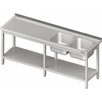 Dětský stůl STALGAST Stůl s dvoukomorovým dřezem po pravé straně s policí 2600x600x850 mm | STALGAST, 980836260