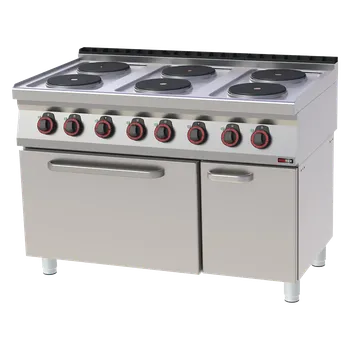 Sporák Sporák elektrický se statickou elektrickou troubou GN 2/1 - 6x plotýnka 400 V | REDFOX - SPT 70/120-21 E