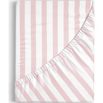 Prostěradlo Bavlněné napínací prostěradlo - Pudrově růžové proužky 80 x 160 cm