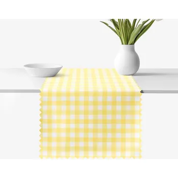 ubrus Běhoun na stůl teflonový - Žluté kostičky 20x120 cm