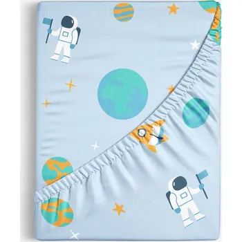 Prostěradlo Dětské bavlněné napínací prostěradlo - Kosmonauti ve vesmíru 140 x 200 cm