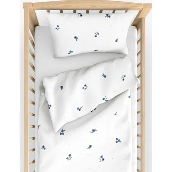 Povlečení Dětské bavlněné povlečení do postýlky - Borůvky 90 x 120 a 40 x 60 cm