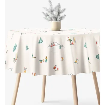 ubrus Kulatý ubrus 100% bavlněné plátno - Zimní radovánky Ø 100 cm