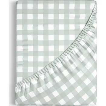 Prostěradlo Bavlněné napínací prostěradlo - Šalvějově zelené kostičky 90 x 200 cm