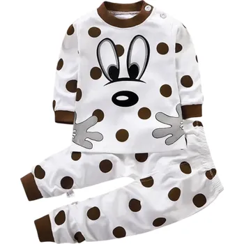 Dětský bílý set s potiskem dalmatýna triko s dlouhým rukávem a kalhoty na gumu Unisex bavlněná pohodlná souprava 2