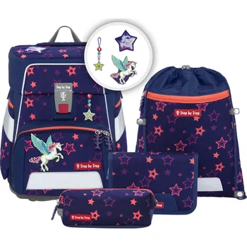 Dětské zboží Step by Step Školní aktovka SPACE pro prvňáčky - 5-dílný set - SHINE Pegasus Night Nuala