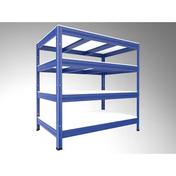 Dílenský regál Kovový regál do sklepa Biedrax 35 x 90 x 120 cm, modrý - 4 police bílé lamino 12mm, 300 kg