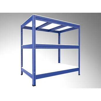 Dílenský regál Kovový regál do garáže Biedrax 60 x 90 x 120 cm, modrý - 3 police bílé lamino 12mm, 300 kg