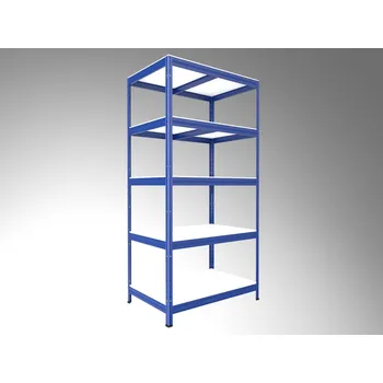 Dílenský regál Kovový regál do technické místnosti Biedrax 45 x 75 x 210 cm, modrý - 5 polic bílé lamino 12mm