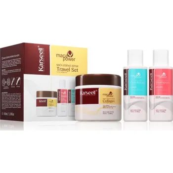 Kosmetická sada Karseell Travel Set Karseell Collagen Hair Mask maska na vlasy s kolagenem 100 ml + Karseell Volume Shampoo šampon pro objem 70 ml + Karseell Repair Conditioner hydratační kondicionér na vlasy 70 ml kosmetická sada