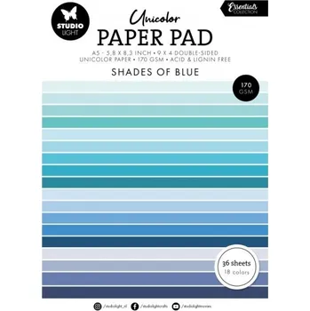 Blok barevných papírů Studio Light, A5, 36 l. - odstíny modré