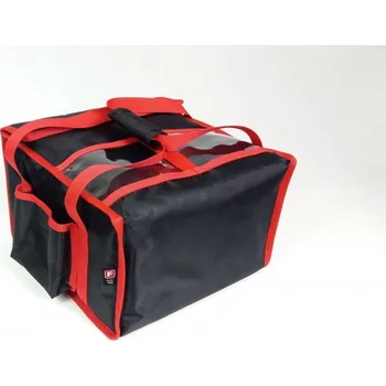 Taška na bowlingovou kouli FURMIS Taška na pizzu na 4 krabice 400x400 mm, z nylonu, černá s červeným lemováním | FURMIS, T4M