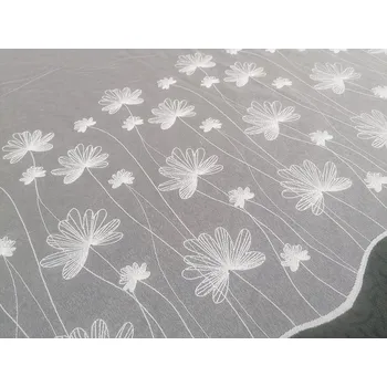 GERSTER Luxusní vyšívaná záclona bílá s květy 11749/0001 175 cm