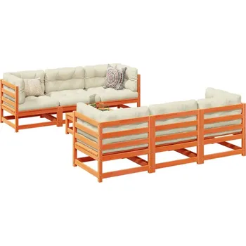 Zahradní sestava vidaXL 7dílná zahradní sedací souprava masivní borovice [3299297] Barva: Voskově hnědá