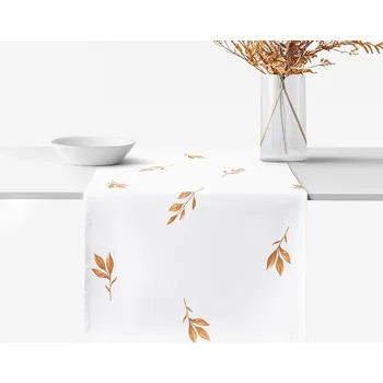 ubrus Běhoun na stůl 100% bavlněné plátno - Hnědé podzimní lístky 35x120 cm