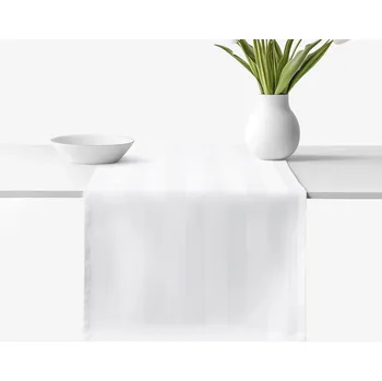 ubrus Damaškový běhoun na stůl - Bílé proužky se saténovým leskem 20x120 cm