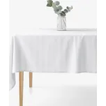 Hranatý damaškový ubrus – Bílé proužky se saténovým leskem 100 x 140 cm