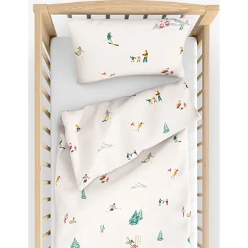 Povlečení Dětské bavlněné povlečení do postýlky - Zimní radovánky 90 x 120 a 40 x 60 cm